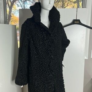 Black Natural Lamb Fur Sz 12 - 14 Broadtail Lamb Fur Coat
